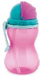 Vaikiška gertuvė Canpol Babies Sport Cup Flip Top Straw, 370 ml, 1 m., plastikas, rožinė