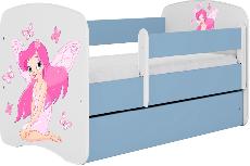 Vaikiška lova viengulė Kocot Kids Babydreams Fairy With Butterflies, mėlyna/balta, 144 x 80 cm, su patalynės dėže