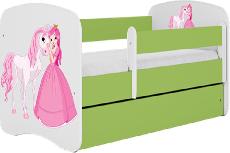 Vaikiška lova viengulė Kocot Kids Babydreams Princess&Horse, žalia, 164 x 90 cm, su patalynės dėže