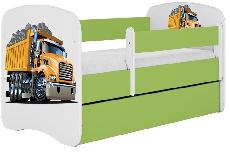 Vaikiška lova viengulė Kocot Kids Babydreams Truck, žalia, 140 x 70 cm