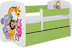 Vaikiška lova viengulė Kocot Kids Babydreams Zoo, žalia, 184 x 90 cm, su patalynės dėže