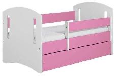 Vaikiška lova viengulė Kocot Kids Classic 2, balta/rožinė, 144 x 90 cm, su patalynės dėže