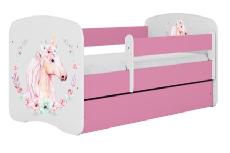 Vaikiška lova viengulė Kocot Kids Babydreams Horse, balta/rožinė, 144 x 80 cm