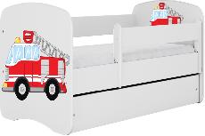 Vaikiška lova viengulė Kocot Kids Babydreams Fire Brigade, balta, 144 x 80 cm