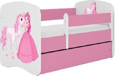 Vaikiška lova viengulė Kocot Kids Babydreams Princess&Horse, rožinė, 144 x 80 cm, su patalynės dėže
