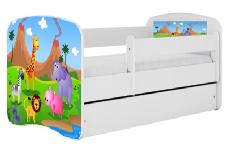 Vaikiška lova viengulė Kocot Kids Babydreams Safari, balta, 144 x 80 cm, su patalynės dėže