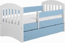 Vaikiška lova viengulė Kocot Kids Classic 1, mėlyna/balta, 144 x 90 cm, su patalynės dėže