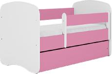 Vaikiška lova viengulė Kocot Kids Babydreams, balta/rožinė, 144 x 80 cm, su patalynės dėže