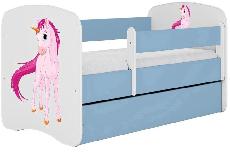 Vaikiška lova viengulė Kocot Kids Babydreams Unicorn, mėlyna, 140 x 70 cm, su patalynės dėže