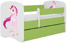 Vaikiška lova viengulė Kocot Kids Babydreams Unicorn, žalia, 140 x 70 cm, su patalynės dėže