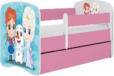 Vaikiška lova viengulė Kocot Kids Babydreams Frozen Land, rožinė, 144 x 80 cm, su patalynės dėže