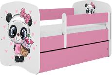 Vaikiška lova viengulė Kocot Kids Babydreams Panda, balta/juoda/rožinė, 144 x 80 cm