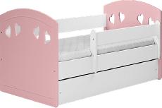 Vaikiška lova viengulė Kocot Kids Julia, balta/rožinė, 164 x 90 cm, su patalynės dėže