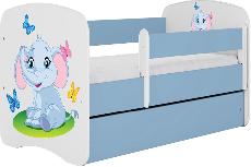 Vaikiška lova viengulė Kocot Kids Babydreams Elephant, mėlyna/balta, 144 x 80 cm