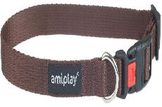 Antkaklis šunims Amiplay Basic with Lock, ruda/raudona, 350 - 500 mm x 20 mm, 35-50