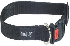 Antkaklis šunims Amiplay Basic with Lock, juoda/raudona, 250 - 400 mm x 15 mm, 25-40