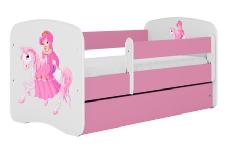 Vaikiška lova viengulė Kocot Kids Babydreams Princess on a Horse, balta/rožinė, 164 x 90 cm, su patalynės dėže