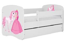 Vaikiška lova viengulė Kocot Kids Babydreams Princess&Horse, balta, 144 x 80 cm, su patalynės dėže