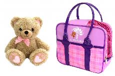 Pliušinis žaislas Cutekins Bear With Carry Case, rudas/rožinis, 20 cm