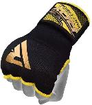 Vidinės bokso pirštinės RDX Inner Gloves With Wrist Strap HYP-ISB, juoda/geltona, L