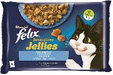Šlapias kačių maistas Felix Sensations Jellies, žuvis/lašiša, 0.34 kg