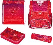 Mokyklinė kuprinė Herlitz Sweet Hearts Set, raudona, 31 cm x 22 cm x 37 cm