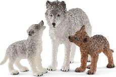 Rinkinys Schleich Mother Wolf With Pups 42472, 3 vnt.