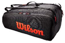 Teniso krepšys Wilson Super Tour Bag 12 Pack Black/Red, juoda/raudona