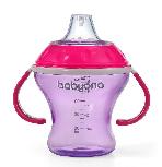 Puodelis su snapeliu BabyOno Natural Nursing Non Spill Cup, 180 ml, 3 mėn., plastikas, rožinė/violetinė