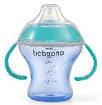 Puodelis su snapeliu BabyOno Natural Nursing Non Spill Cup, 180 ml, 3 mėn., plastikas, mėlyna