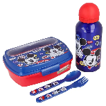 Rinkinys Disney Mickey Mouse, 400 ml, 18 mėn., aliuminis/plastikas, mėlyna/raudona