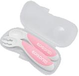 Stalo įrankiai Edison Mama Begginer Set Fork & Spoon, 9 mėn., polipropilenas (pp)/termoplastinė guma (tpe), 3 vnt., balta/rožinė