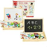 Piešimo lenta RoGer Double-sided Magnetic Wooden Board With Puzzle, 3 cm, 100 vnt.