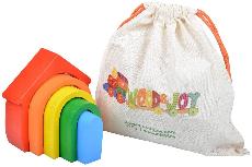 Lavinimo žaislas Wood&Joy Stacking Toy Rainbow House 109TRS1114, 12 cm, įvairių spalvų, 5 vnt.