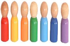 Lavinimo žaislas Wood&Joy Waldorf Rainbow Peg Dolls 109TRS1117, 6 cm, įvairių spalvų, 7 vnt.