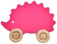 Stumiamas žaislas Wood&Joy Mini Animals Hedgehog 109TRS1137, 10 cm, rožinė