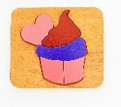 Medinė dėlionė Wood&Joy Sweets Puzzle Cupcake 109TRS1108, 3 cm, įvairių spalvų, 5 vnt.