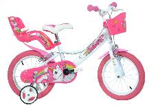 Vaikiškas dviratis Dino Bikes Unicorn 144R-UN, baltas/rožinis, 14"