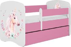 Vaikiška lova viengulė Kocot Kids Babydreams Horse, balta/rožinė, 184 x 90 cm, be patalynės dėžės, be čiužinio