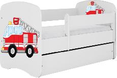 Vaikiška lova viengulė Kocot Kids Babydreams Fire Brigade, balta, 184 x 90 cm, su patalynės dėže, be čiužinio