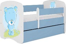 Vaikiška lova viengulė Kocot Kids Babydreams Teddybear, mėlyna/balta, 164 x 90 cm, su patalynės dėže, be čiužinio