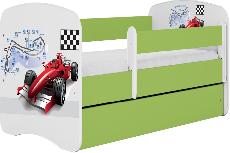 Vaikiška lova viengulė Kocot Kids Babydreams Formula, balta/žalia, 144 x 80 cm, be patalynės dėžės, be čiužinio