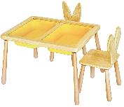 Žaidimų stalas Kalune Design Table and 2 Chairs 109TRS1172, 52 cm, geltona