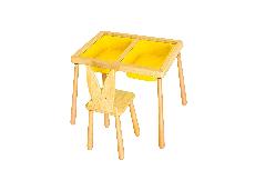 Žaidimų stalas Kalune Design Table and Chairs 109TRS1168, 52 cm, geltona