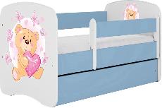 Vaikiška lova viengulė Kocot Kids Babydreams Teddybear Butterflies, mėlyna/balta, 144 x 80 cm, su patalynės dėže