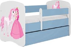 Vaikiška lova viengulė Kocot Kids Babydreams Princess&Horse, mėlyna, 144 x 80 cm, su patalynės dėže