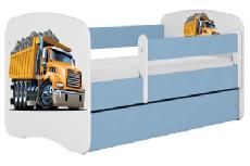 Vaikiška lova viengulė Kocot Kids Babydreams Truck, mėlyna, 144 x 80 cm, su patalynės dėže