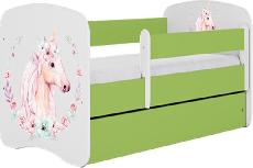 Vaikiška lova viengulė Kocot Kids Babydreams Horse, žalia, 144 x 80 cm, su patalynės dėže