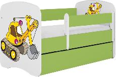 Vaikiška lova viengulė Kocot Kids Babydreams Digger, žalia, 184 x 90 cm, su patalynės dėže