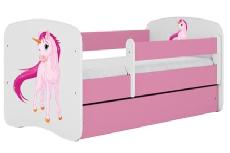 Vaikiška lova viengulė Kocot Kids Babydreams Unicorn, rožinė, 184 x 90 cm, su patalynės dėže